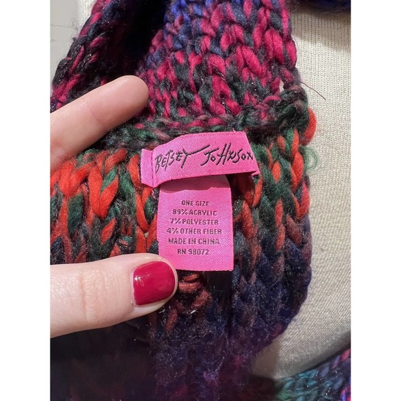 Betsey Johnson Cowl Infinity Scarf Colorful Bright Purple Green Blue Glitter - Picture 3 of 6